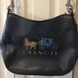 Blue leather coach pocketbook. New-never used